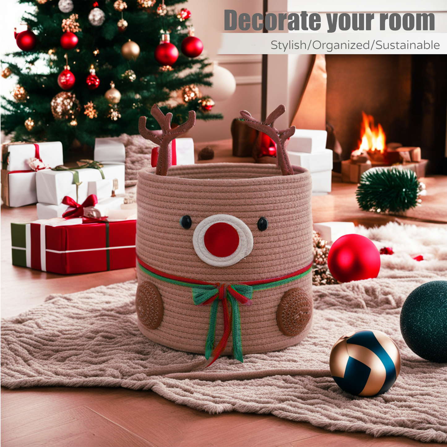 Cute Reindeer Basket