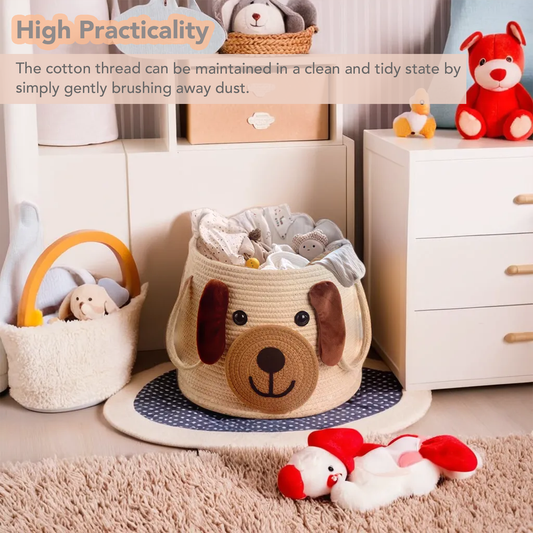 Large Dog Woven Basket, for Toy Storage, Baby Gift Basket, Nursery Storage, Laundry Basket