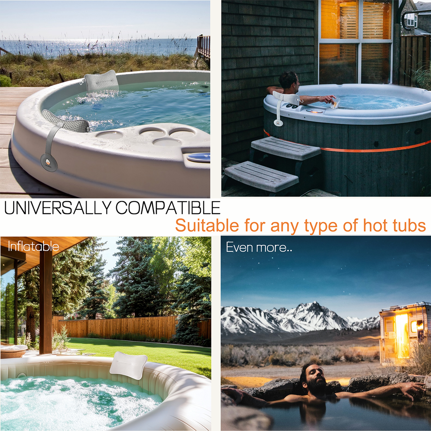 2-Pack Large Pillows for Hot Tub (White)