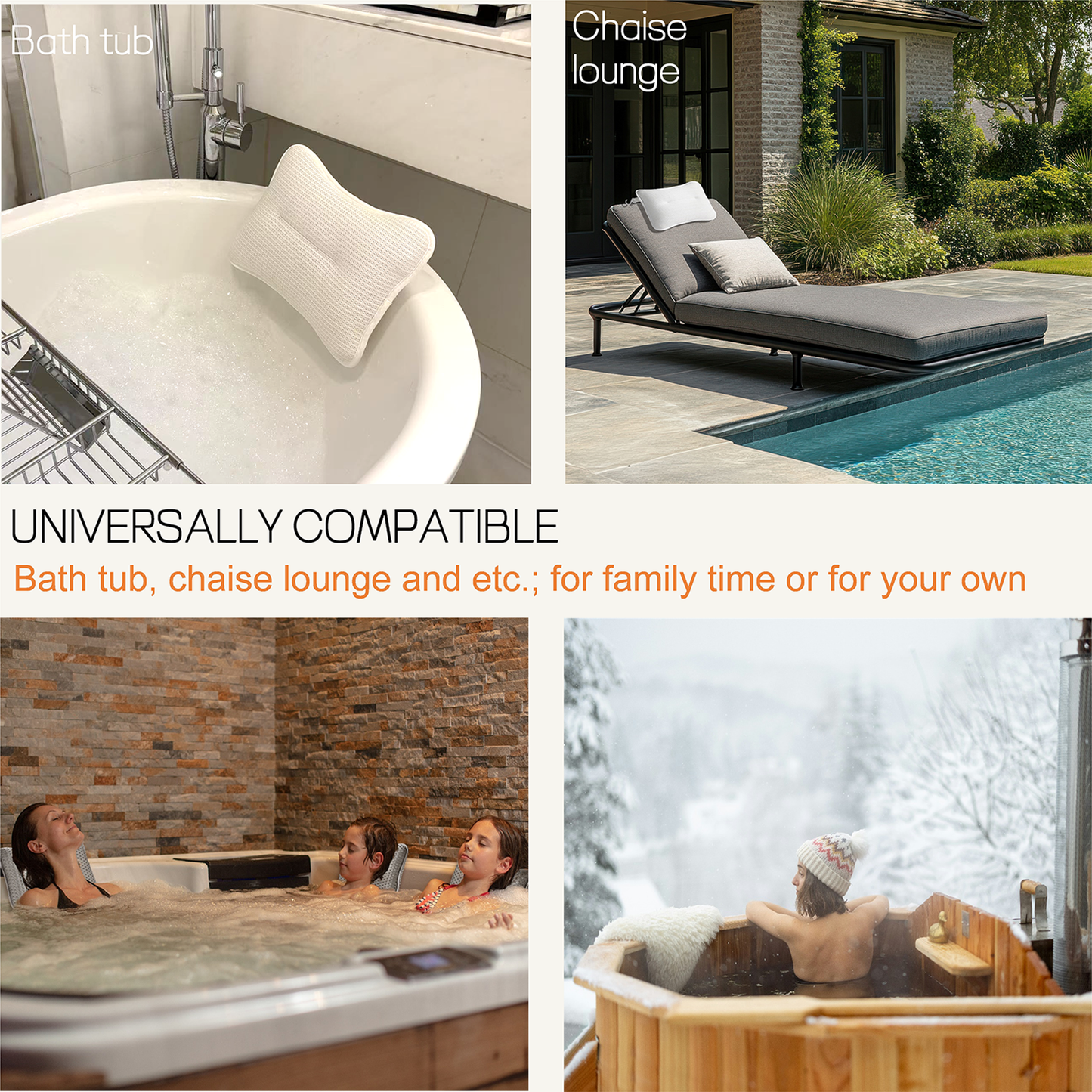 2-Pack Large Pillows for Hot Tub (White)