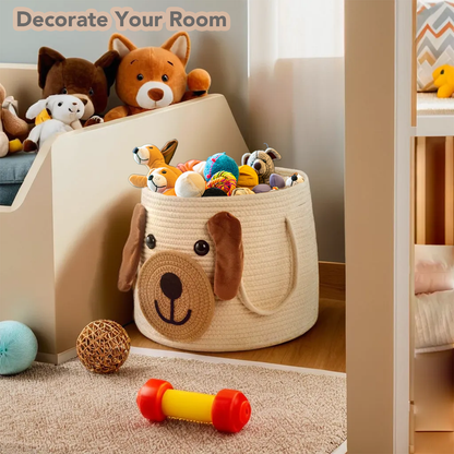 Large Dog Woven Basket, for Toy Storage, Baby Gift Basket, Nursery Storage, Laundry Basket