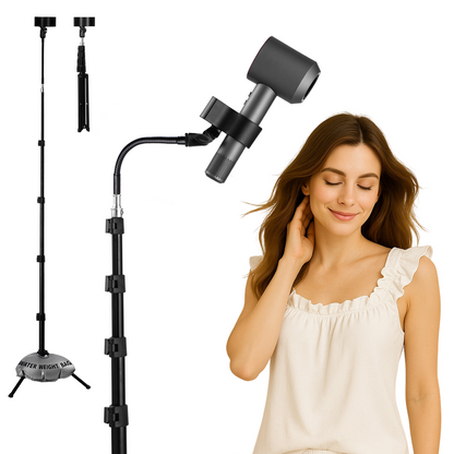 Hair Dryer Stand - 360° Rotating Universal Holder, 20-65 Inch Adjustable, Hands Free for Pain Relief & Multi-Tasking