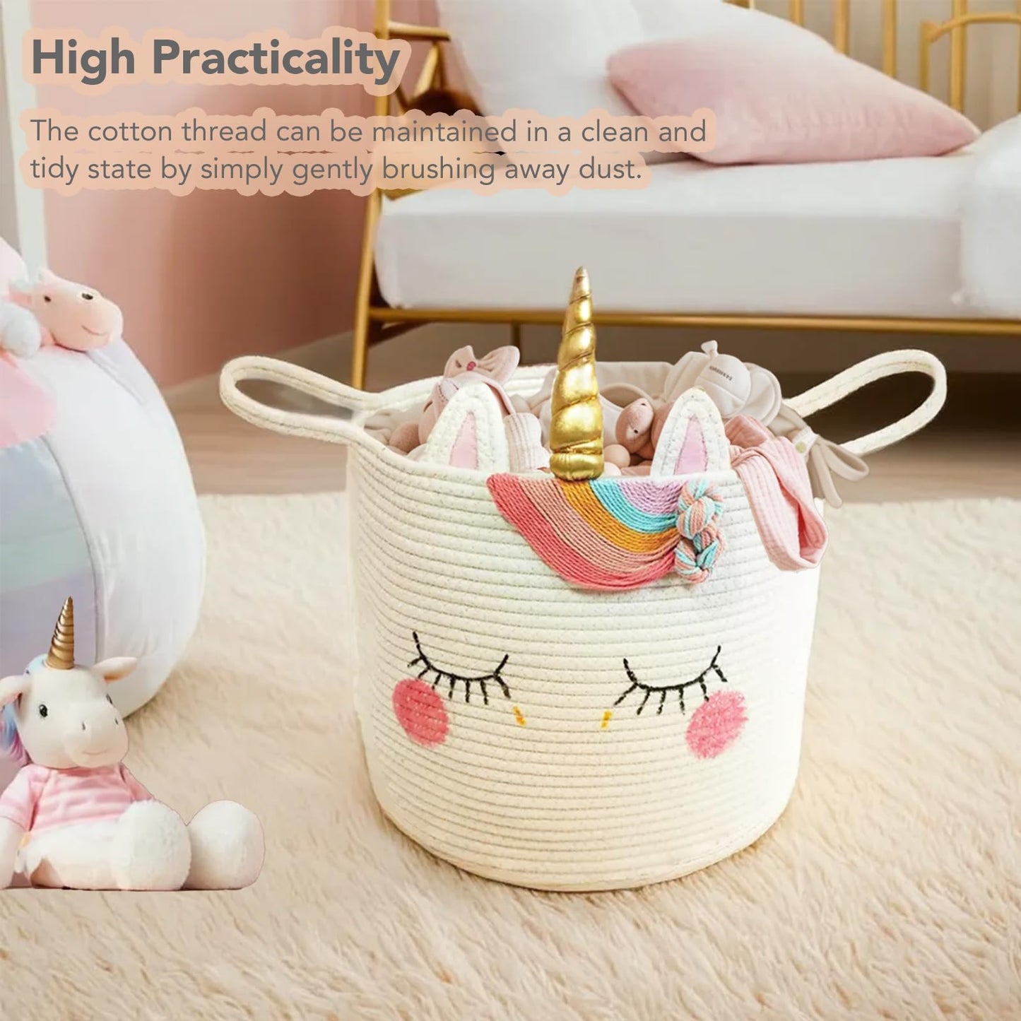 Large Unicorn Woven Basket