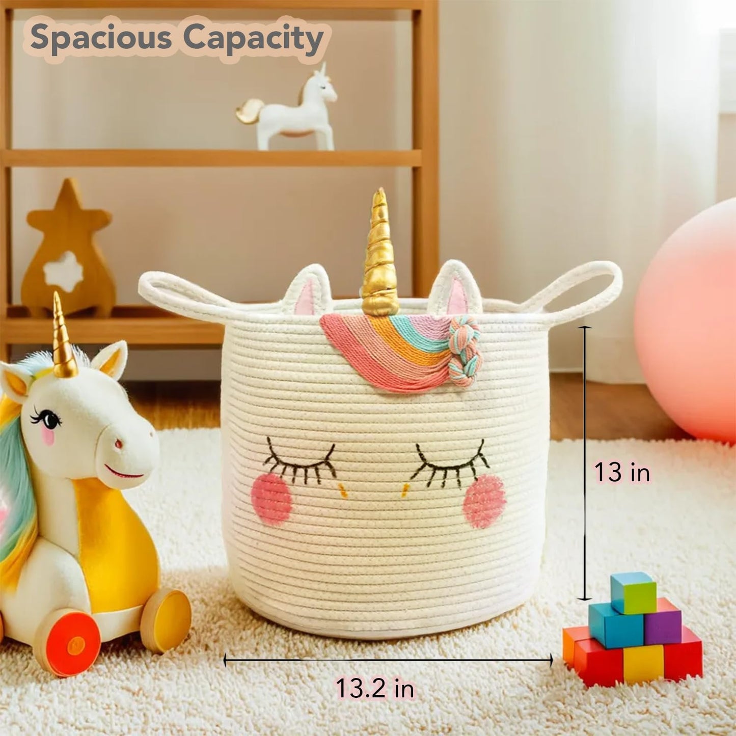 Large Unicorn Woven Basket