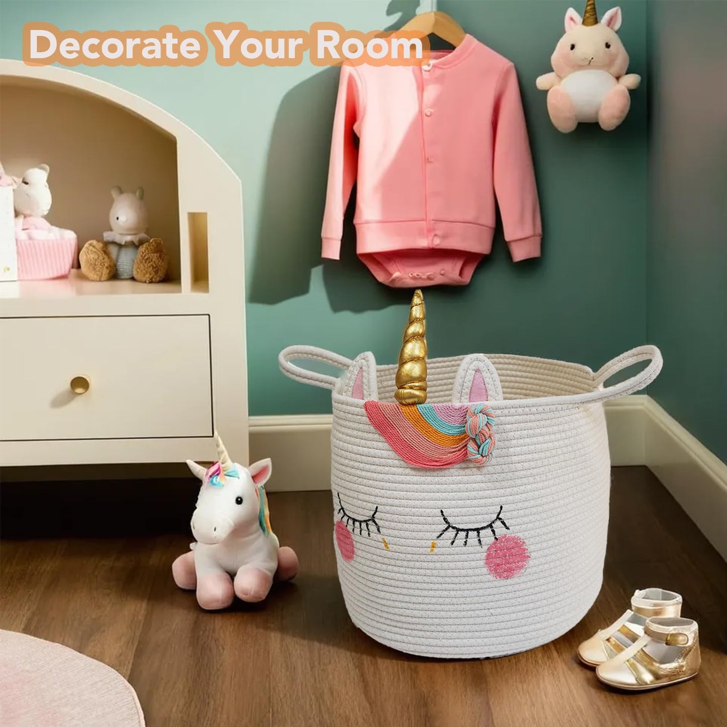 Large Unicorn Woven Basket