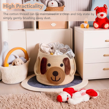 Large Dog Woven Basket, for Toy Storage, Baby Gift Basket, Nursery Storage, Laundry Basket