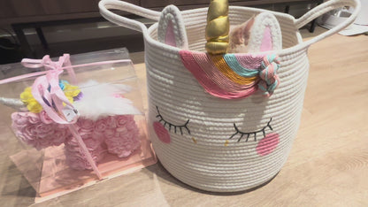 Large Unicorn Woven Basket, for Baby Gift, toy storage, nursery storage
