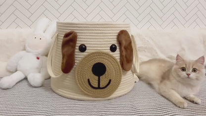 Large Dog Woven Basket, for Toy Storage, Baby Gift Basket, Nursery Storage, Laundry Basket