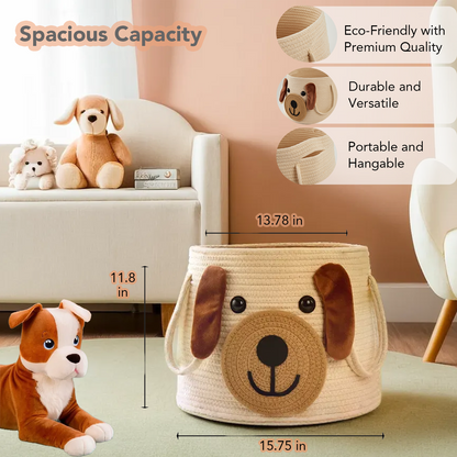 Large Dog Woven Basket, for Toy Storage, Baby Gift Basket, Nursery Storage, Laundry Basket